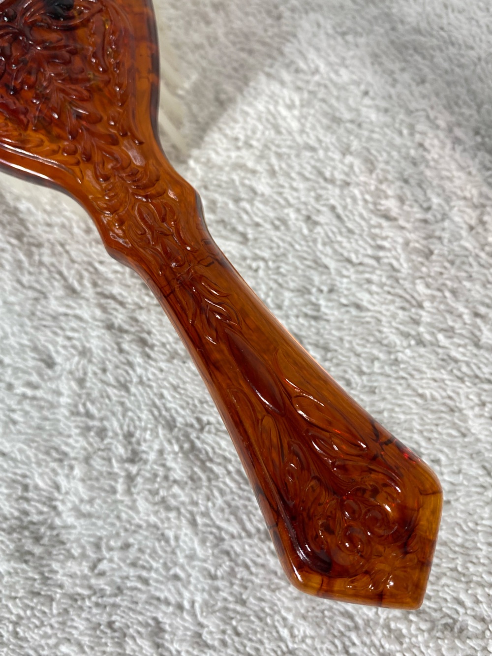 Vintage Avon Cameo Hairbrush W Faux Tortoise Shell Amber Tone Handle Grannycore - Picture 10 of 13